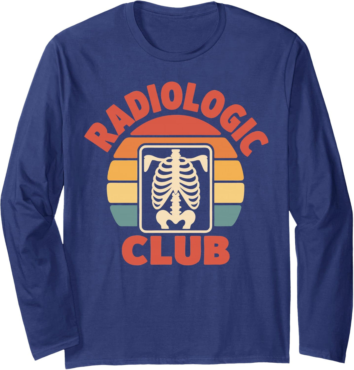 X-Ray Tech Radiologic Team Crew Rad Tech Long Sleeve T-Shirt - Adult Unisex Navy Blue