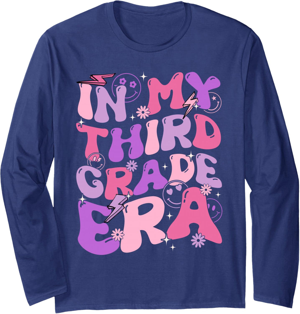 in My Third Grade, the 3rd Grade Teacher Went Back to School Long Sleeve T-Shirt - Adult Unisex Navy Blue