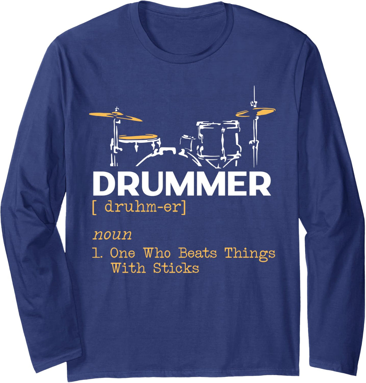 Drummer Long Sleeve T-Shirt - Adult Unisex Navy Blue