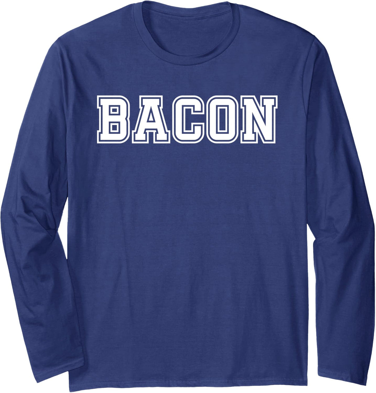 Bacon Long Sleeve T-Shirt - Adult Unisex Navy Blue