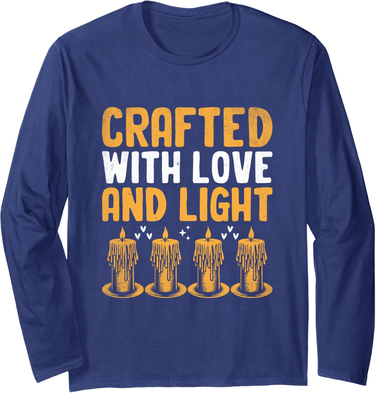 Crafted With Love And Light Candle Maker Wax Long Sleeve T-Shirt - Adult Unisex Navy Blue