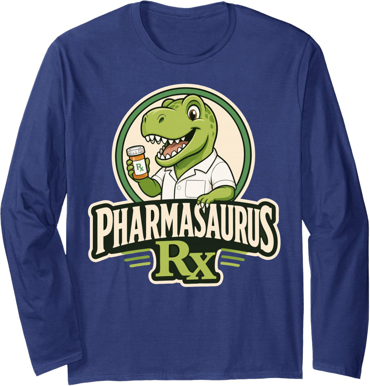 Pharmacy Technician Funny Rx Tech Pharmacy Long Sleeve T-Shirt - Adult Unisex Navy Blue