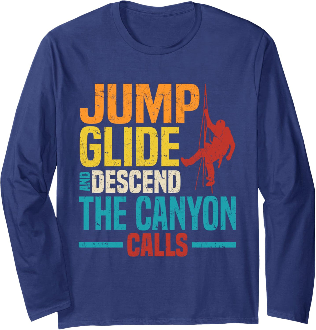 Canyoneering Canyoning Climbing Adventure Nature Canyon Long Sleeve T-Shirt - Adult Unisex Navy Blue