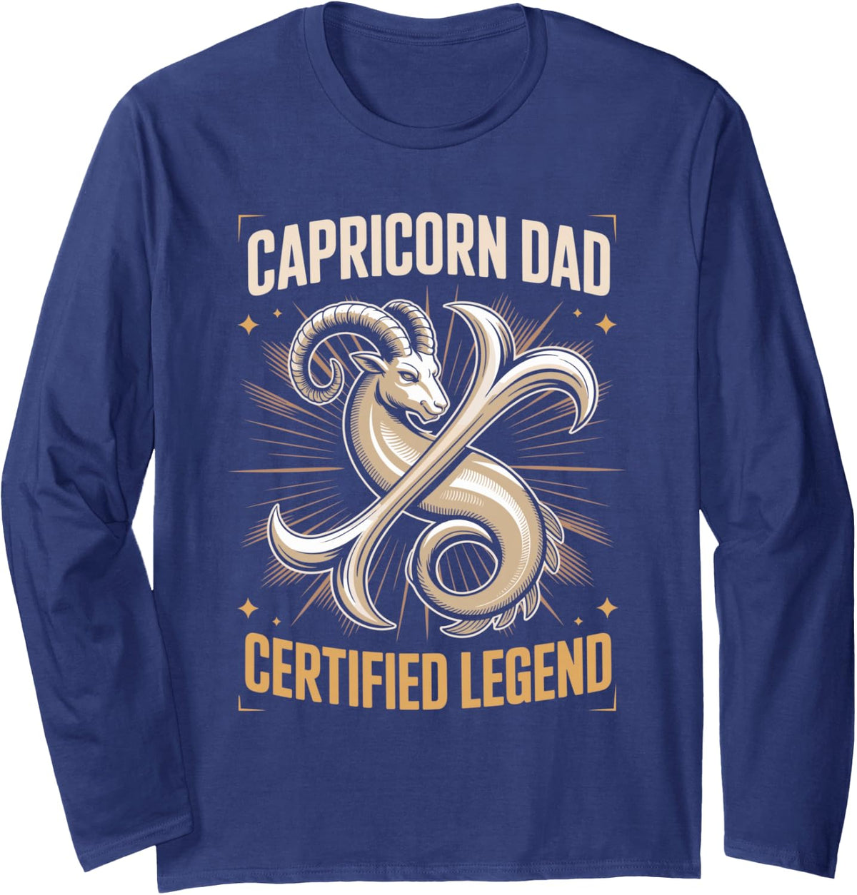 Capricorn Dad Certified Legend Zodiac Astrology Long Sleeve T-Shirt - Adult Unisex Navy Blue