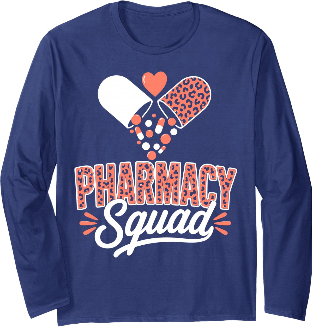 Pharmacy Team Rx Tech Pharmacy Squad Long Sleeve T-Shirt - Adult Unisex Navy Blue