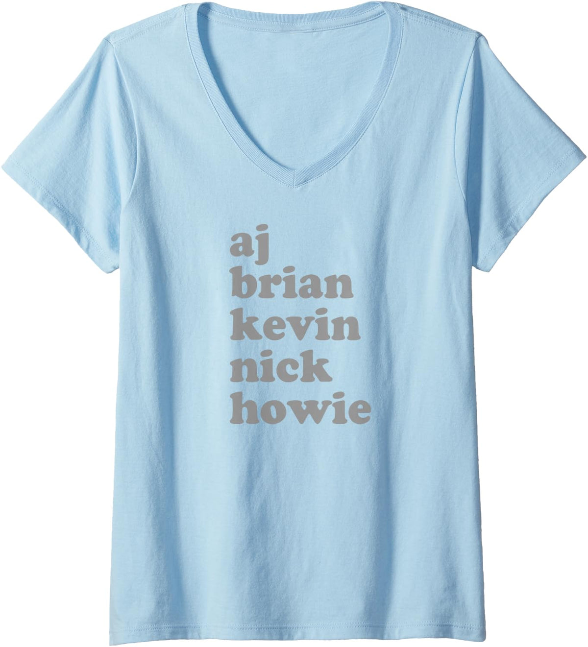 Women's Backstreet Boys Stacked Names V-Neck T-Shirt - Baby Blue