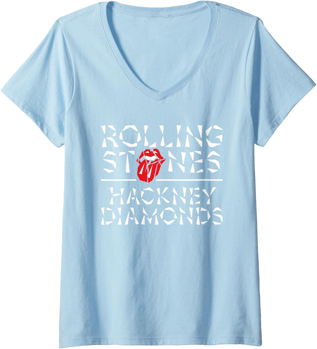 Womens Official The Rolling Stones HD V-Neck T-Shirt - Baby Blue