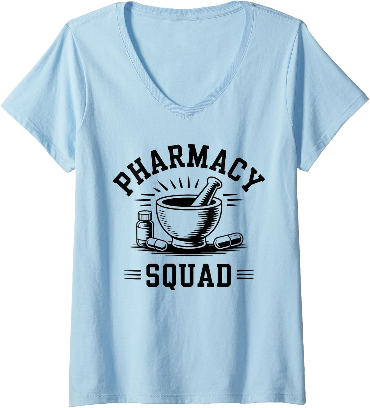 Women's Pharmacy Squad Funny Pharmacy Tech V-Neck T-Shirt - Baby Blue