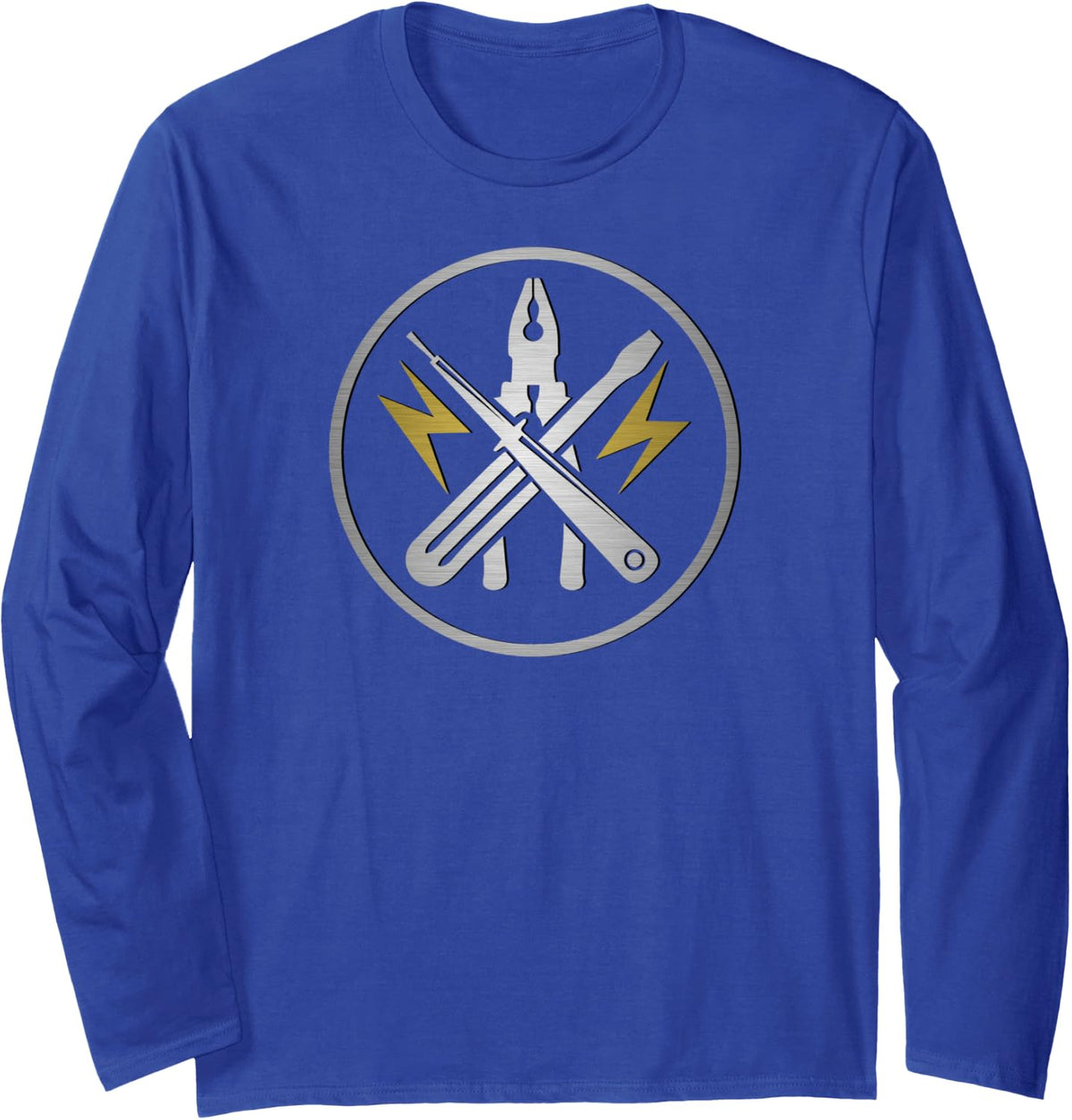 Electrician Electrical Engineering Craftsman Electronics Guild Logo Long Sleeve T-Shirt - Adult Unisex Royal Blue