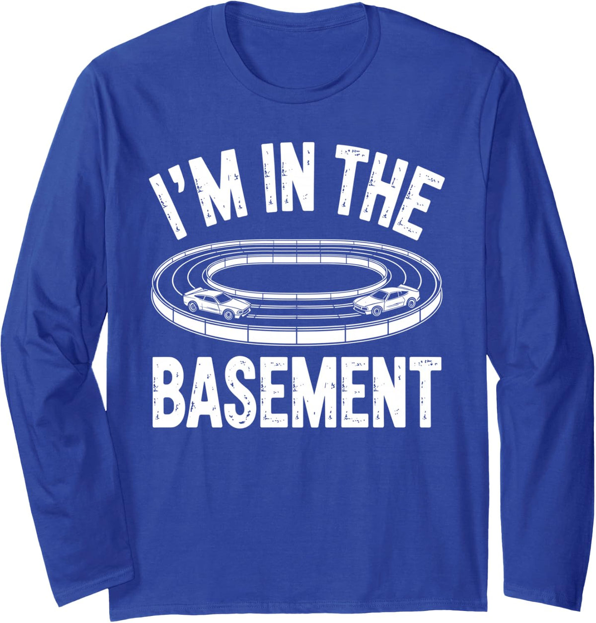 Slot Car Design for Men Women Kids Slot Car Racing Long Sleeve T-Shirt - Adult Unisex Royal Blue