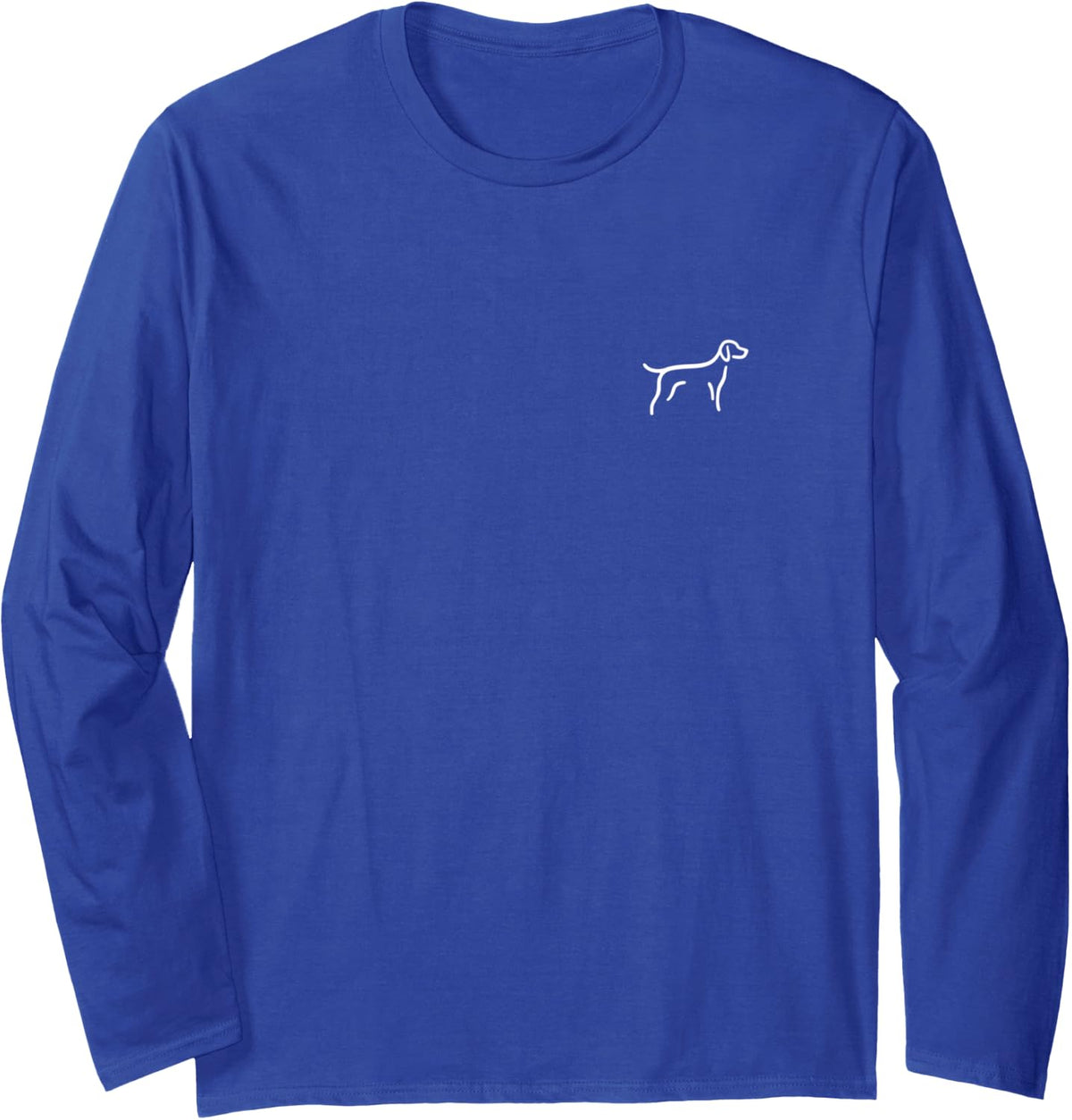 Simple Minimalist Badge Patch Line Art Weimaraner Weim Long Sleeve T-Shirt - Adult Unisex Royal Blue