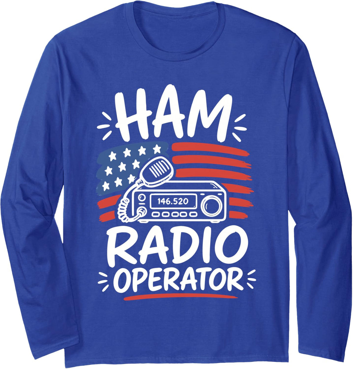 American Ham Radio Operator Long Sleeve T-Shirt - Adult Unisex Royal Blue