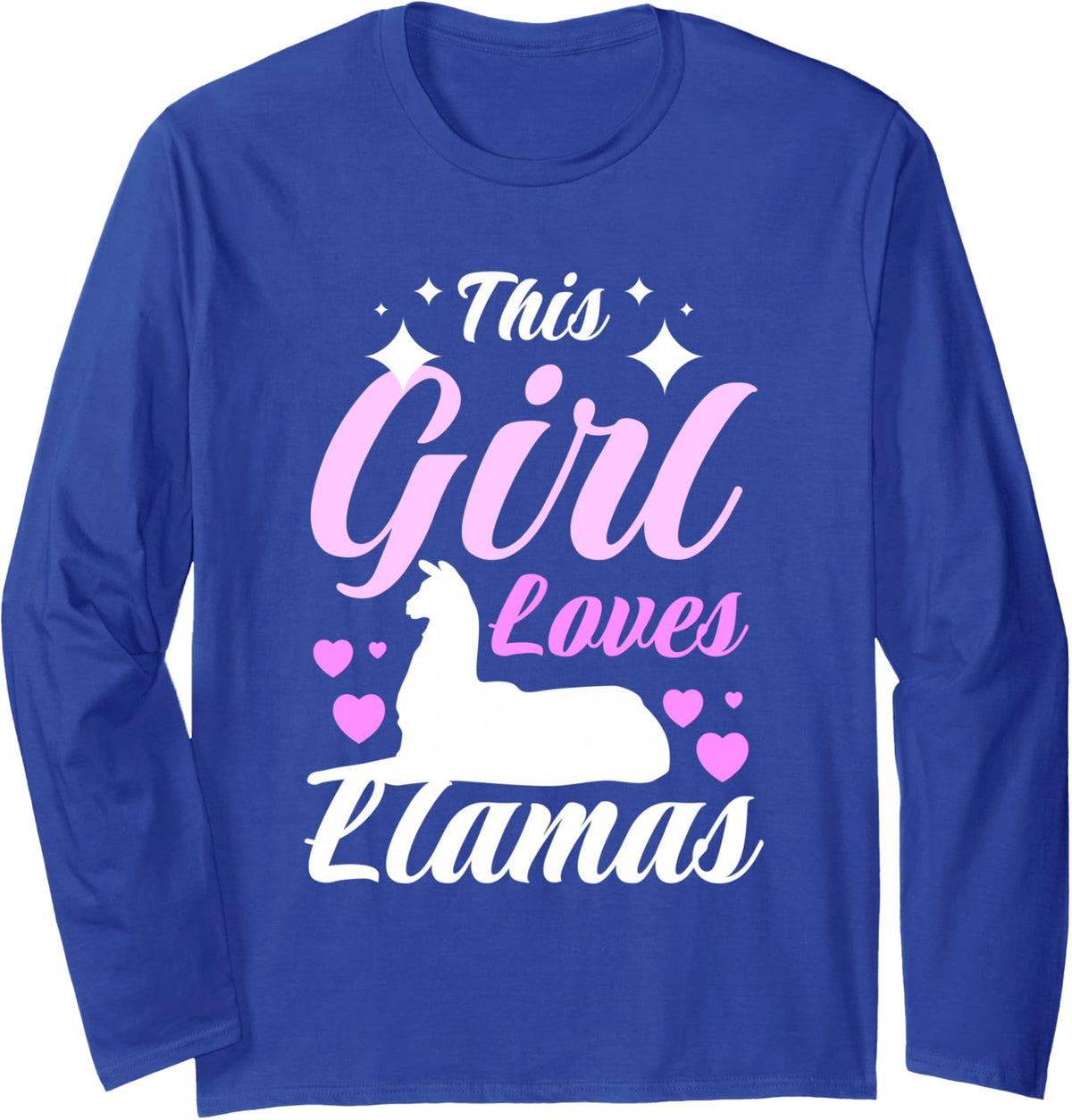 This Girl Loves Llamas Costume Lover Funny Llama Long Sleeve T-Shirt - Adult Unisex Royal Blue