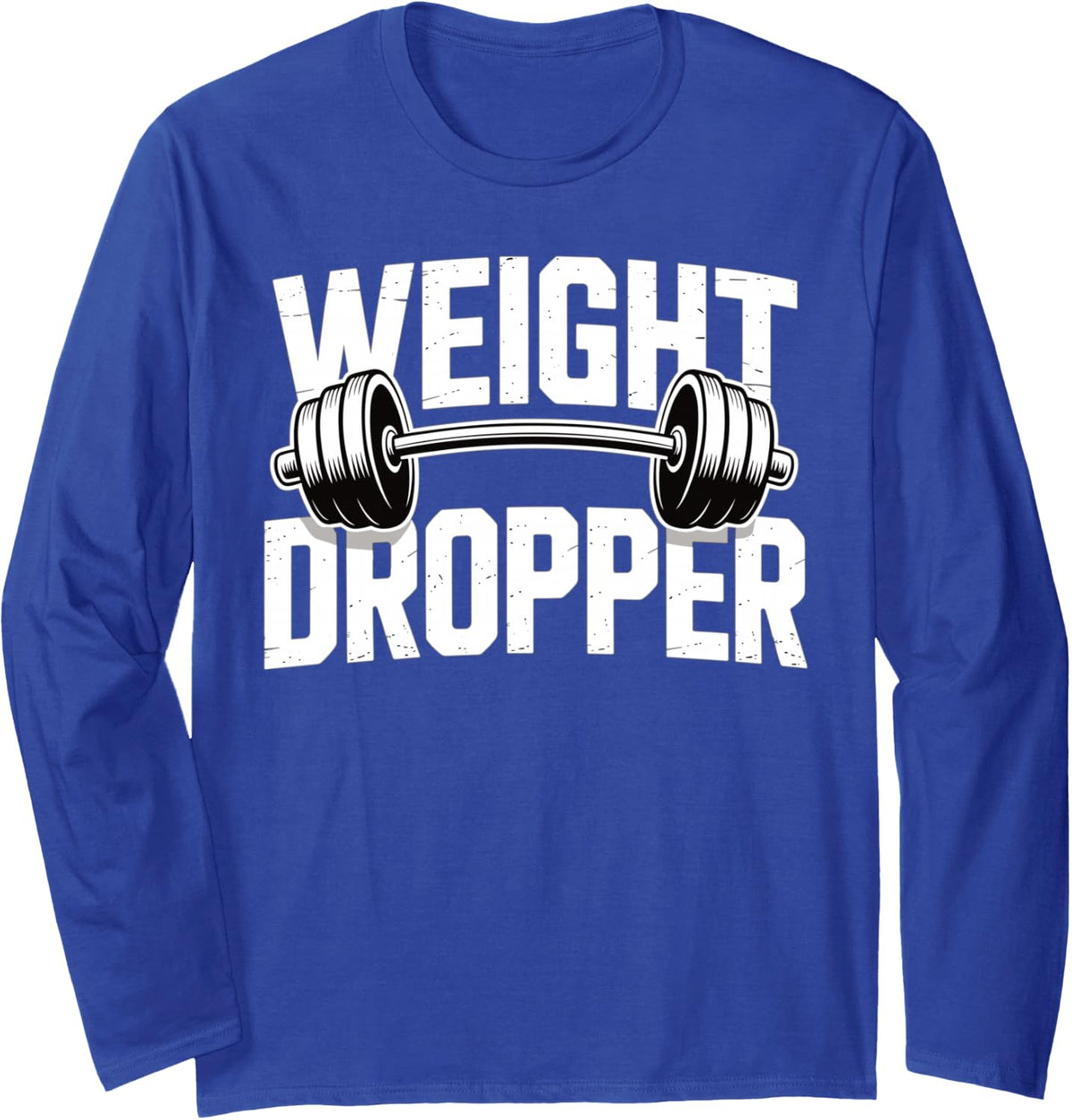 Gym Dumbbell Fitness Weightlifting Long Sleeve T-Shirt - Adult Unisex Royal Blue