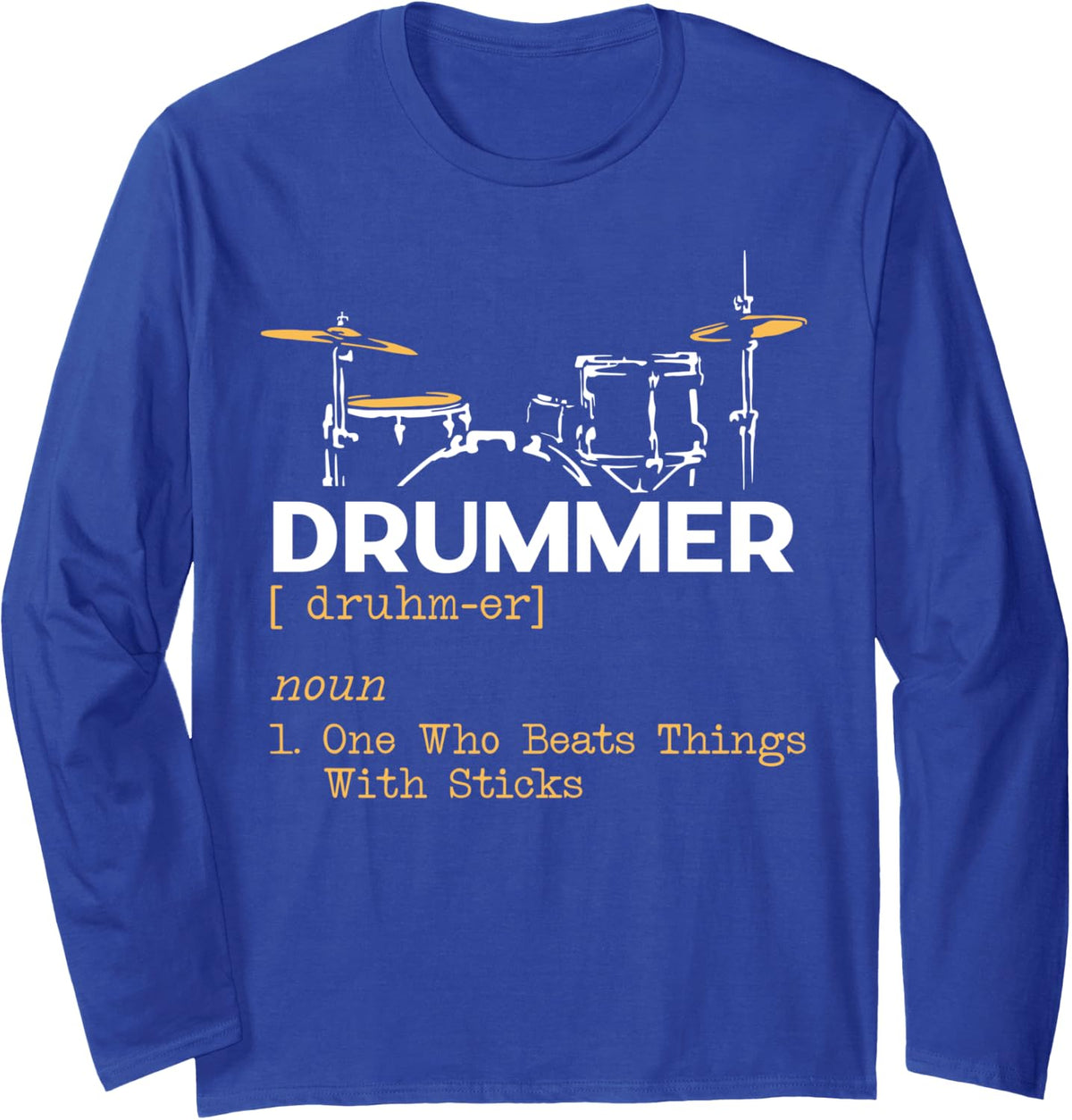 Drummer Long Sleeve T-Shirt - Adult Unisex Royal Blue
