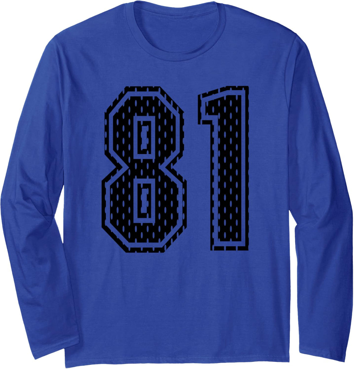 Black Number 81 Sports Fan #81 Jersey Shirt Team Player Long Sleeve T-Shirt - Adult Unisex Royal Blue