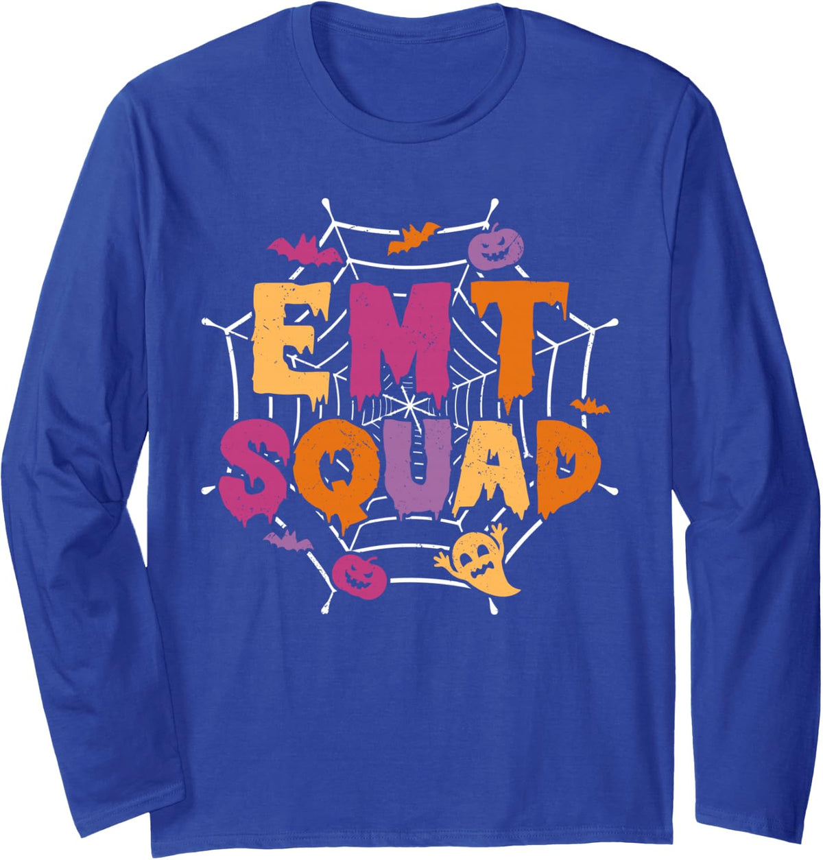 Halloween EMT Squad Matching Emergency Med Tech Long Sleeve T-Shirt - Adult Unisex Royal Blue
