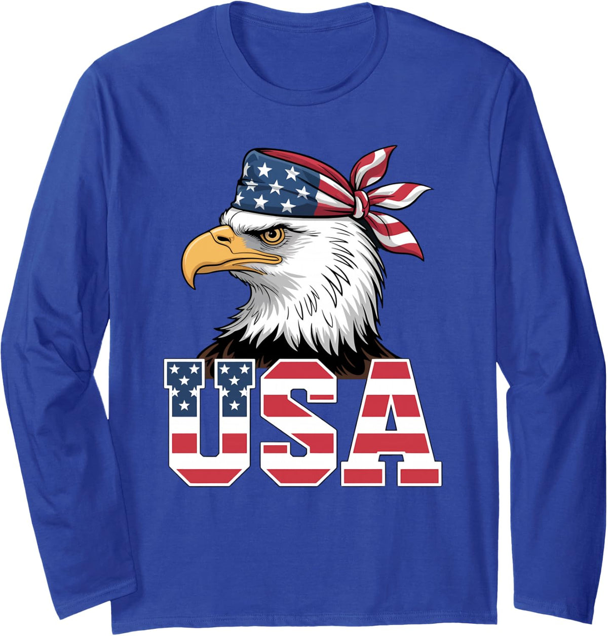 USA American Flag Patriotic 4th of July Eagle for Men Women Long Sleeve T-Shirt - Adult Unisex Royal Blue