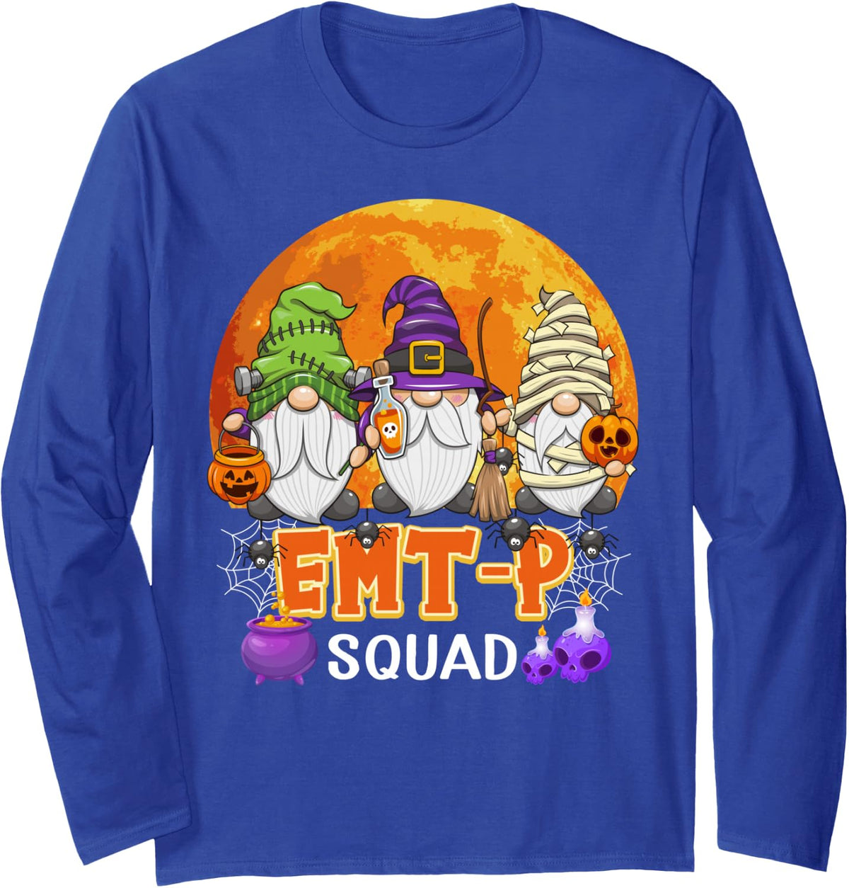EMT-P Squad Halloween Paramedic Gnome Matching Long Sleeve T-Shirt - Adult Unisex Royal Blue