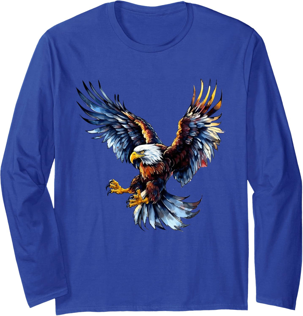 Majestic Bald Eagle Long Sleeve T-Shirt - Adult Unisex Royal Blue