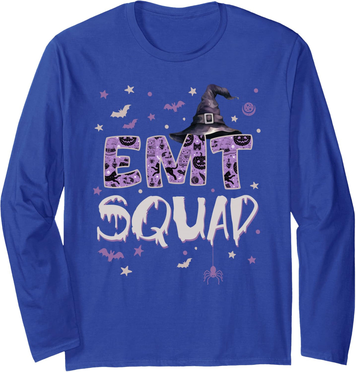 EMT Squad Halloween Fun Emergency Med Tech Witch Long Sleeve T-Shirt - Adult Unisex Royal Blue