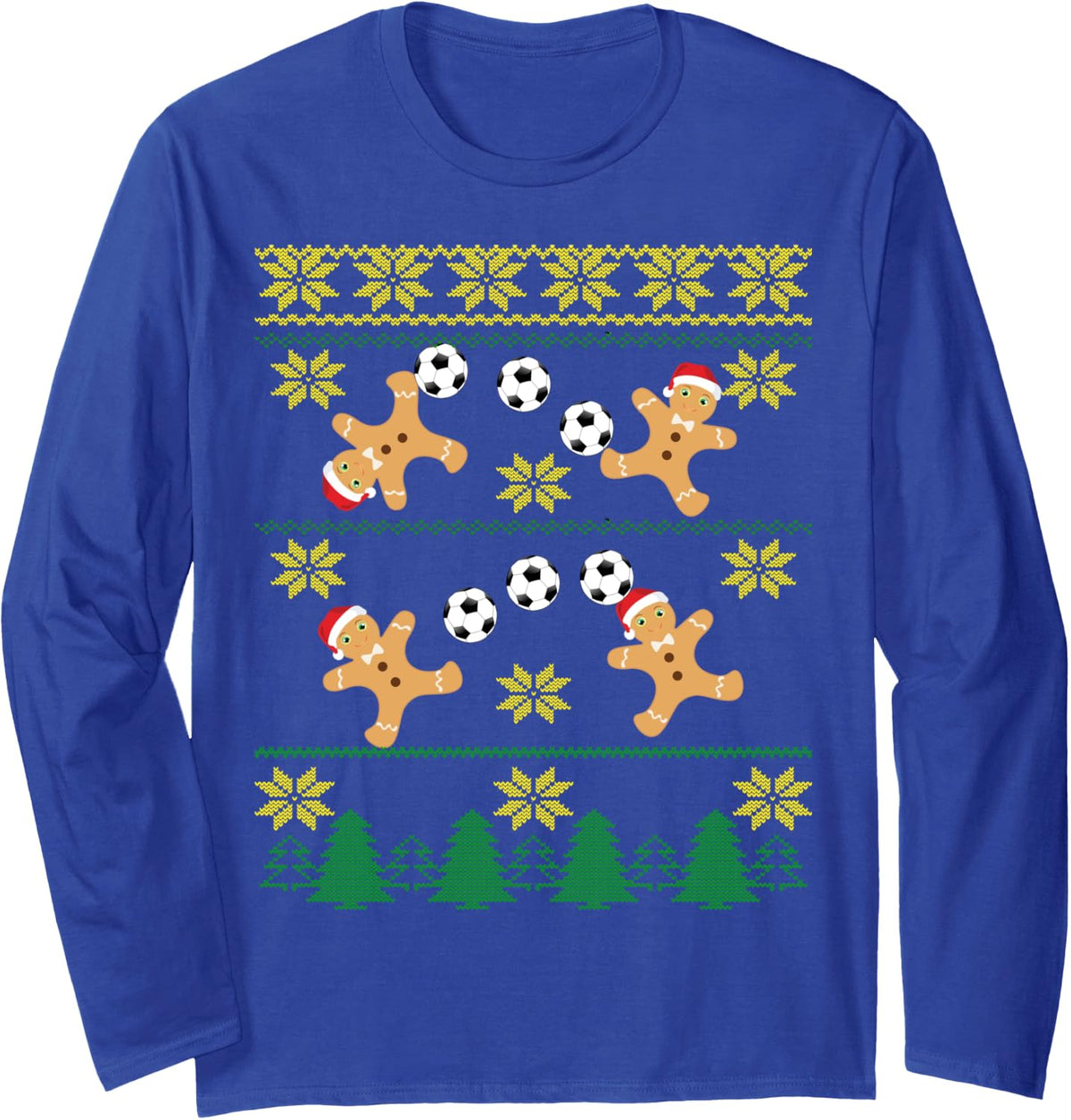 Soccer Ugly Christmas Sweater Funny Holiday T-Shirt - Adult Unisex Royal Blue