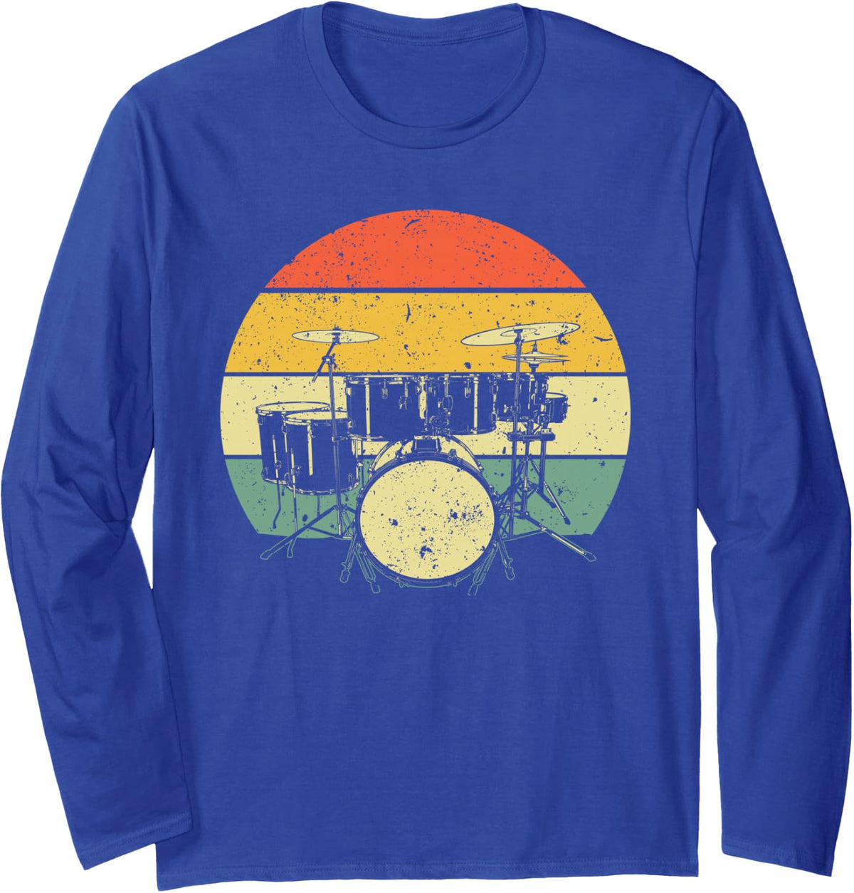 Cool Drummer Art For Men Women Drum Set Drumming Drum Player Long Sleeve T-Shirt - Adult Unisex Royal Blue