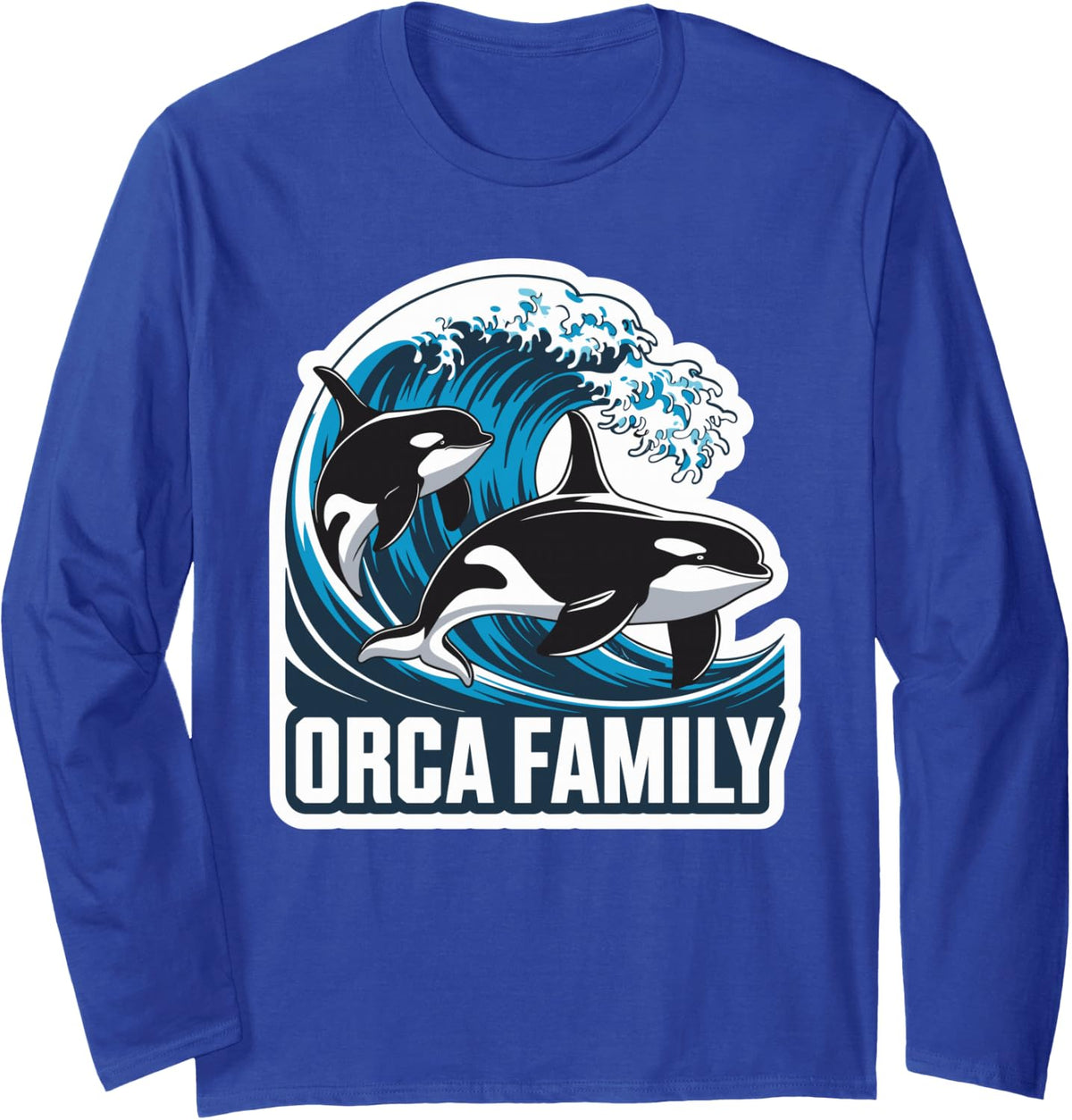 Orca Whale Ocean Animal Lover ORCA Long Sleeve T-Shirt - Adult Unisex Royal Blue
