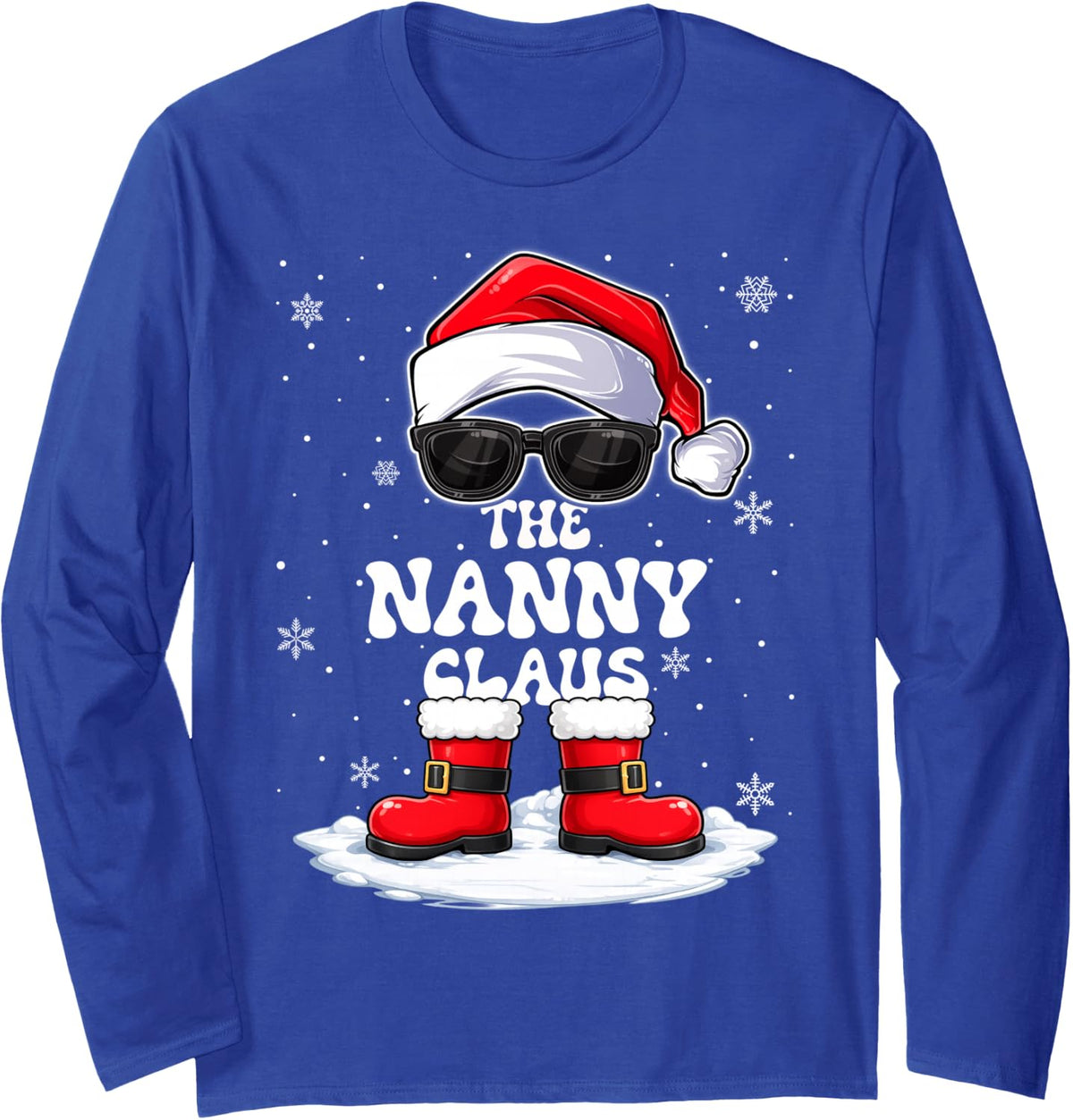 Family Matching Christmas Pajamas Santa Nanny Claus Xmas Long Sleeve T-Shirt - Adult Unisex Royal Blue