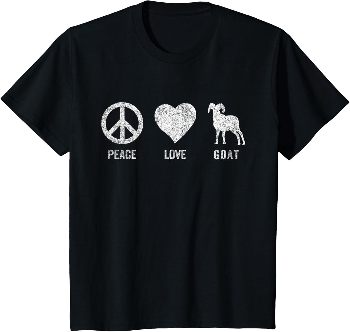 Peace Love Goat Lover Funny Goat Quote Retro T-Shirt - Black