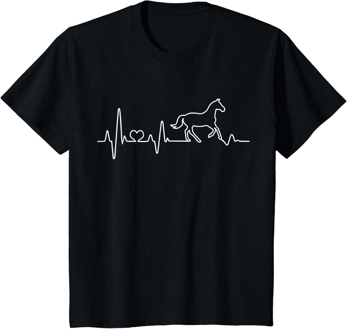 Horse heartbeat horse lover rider I love horses heart rate T-Shirt - Black
