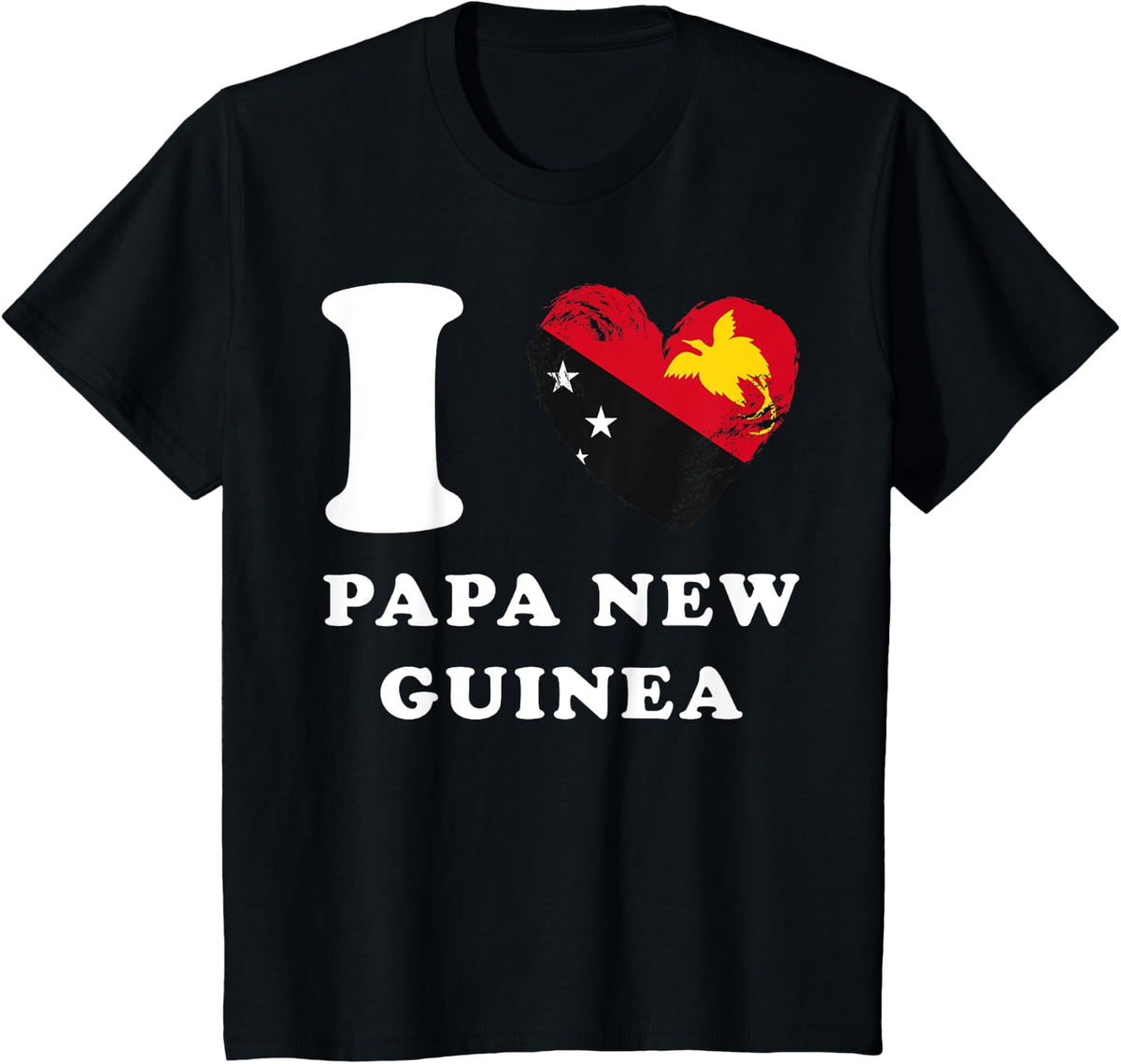 I Love Papa New Guinea - Heart Flag Papa New Guinea T-Shirt - Black