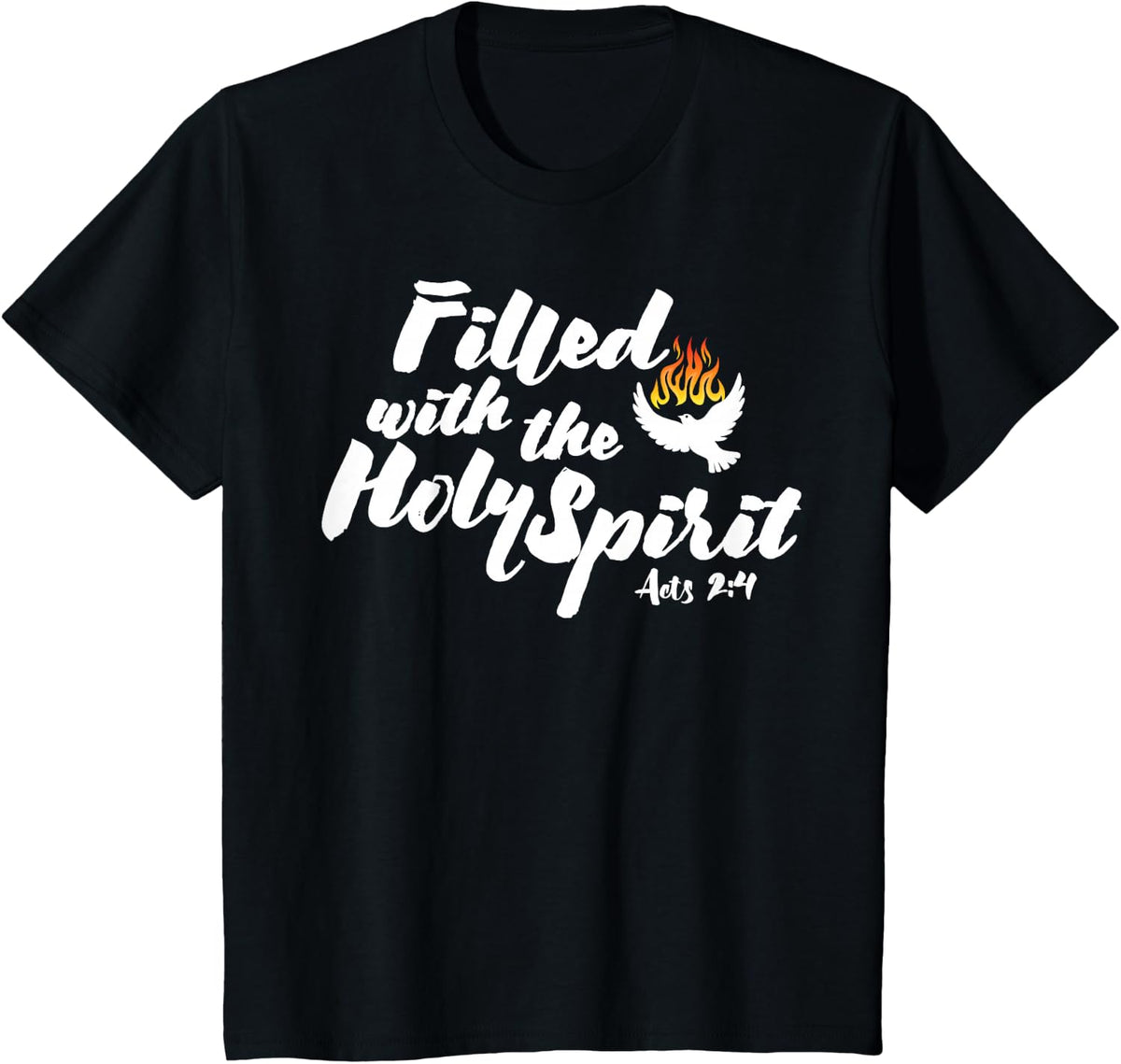 Tongues of Fire Flame Holy Spirit Acts 2 Pentecost Dove T-Shirt - Black