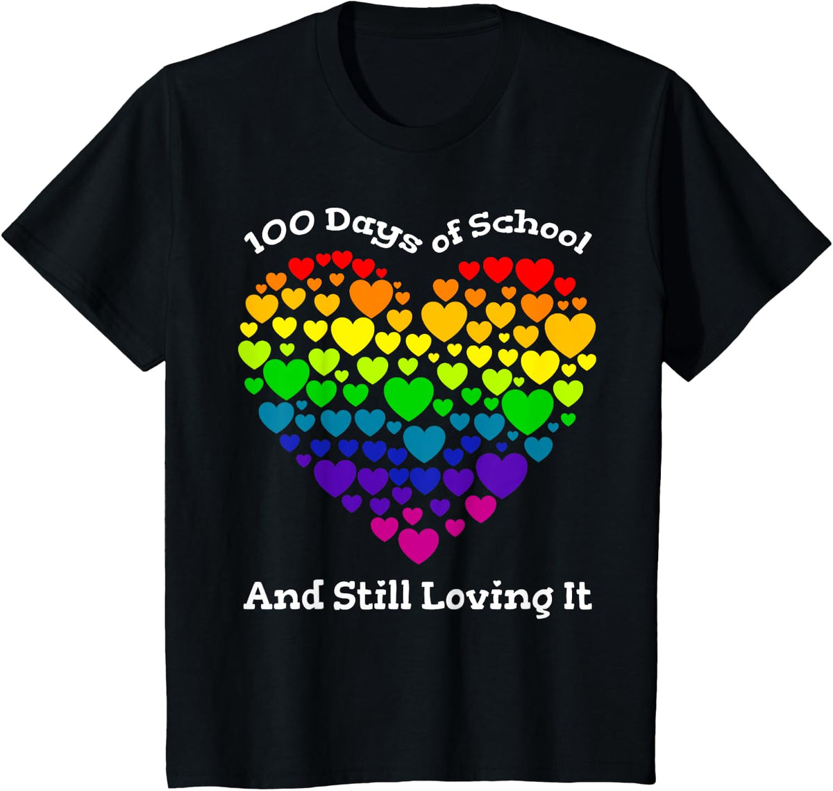 Funny 100th Day Of School Shirt Teacher Heart Valentine Day T-Shirt - Black