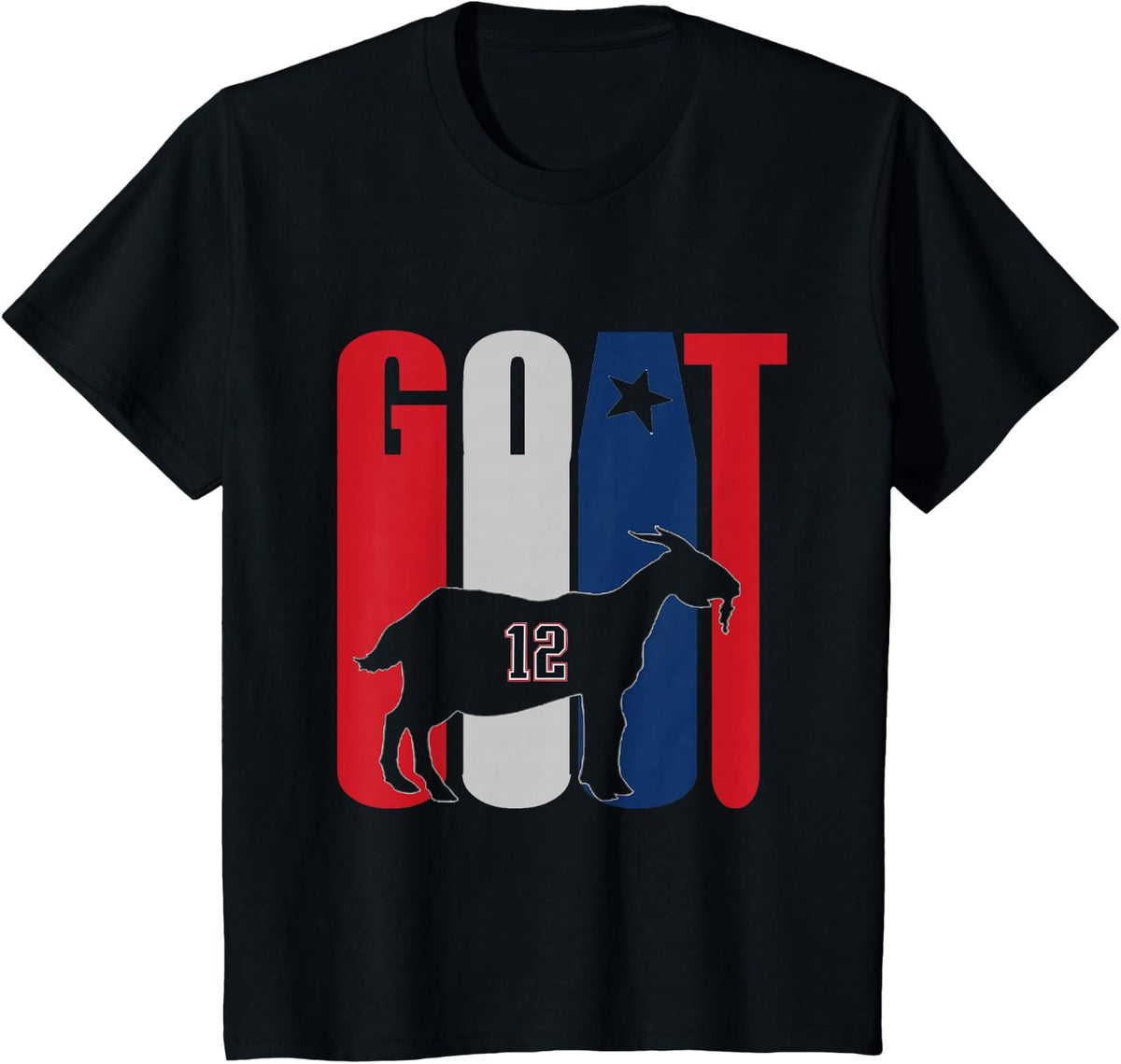 Goat Greatest of All Time Number 12 T-Shirt - Black