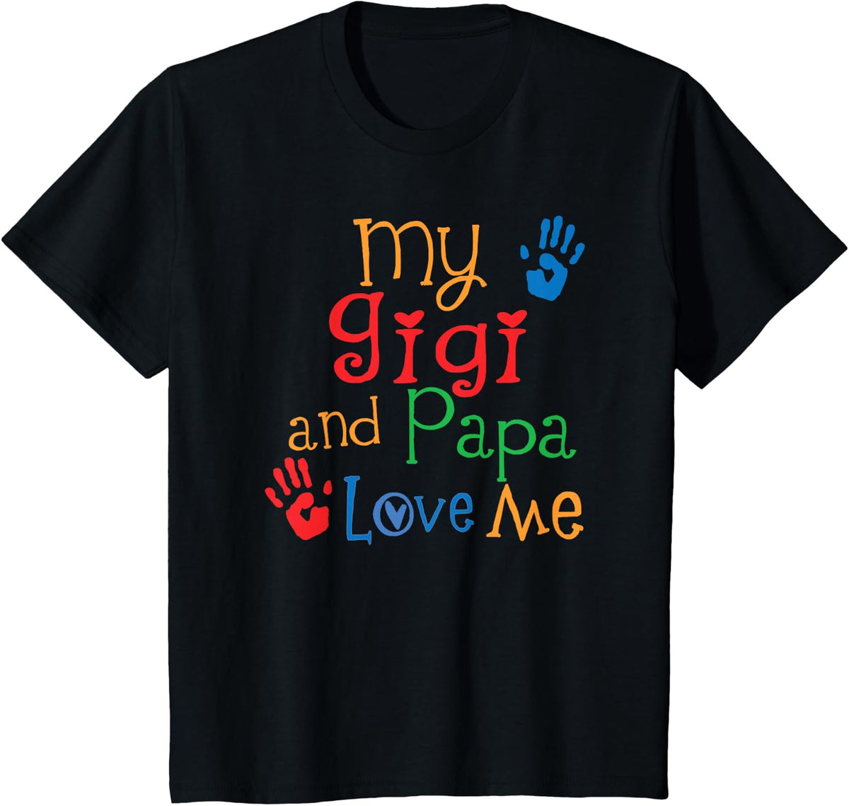 Gigi and Papa Love Me Grandkids T-Shirt - Black