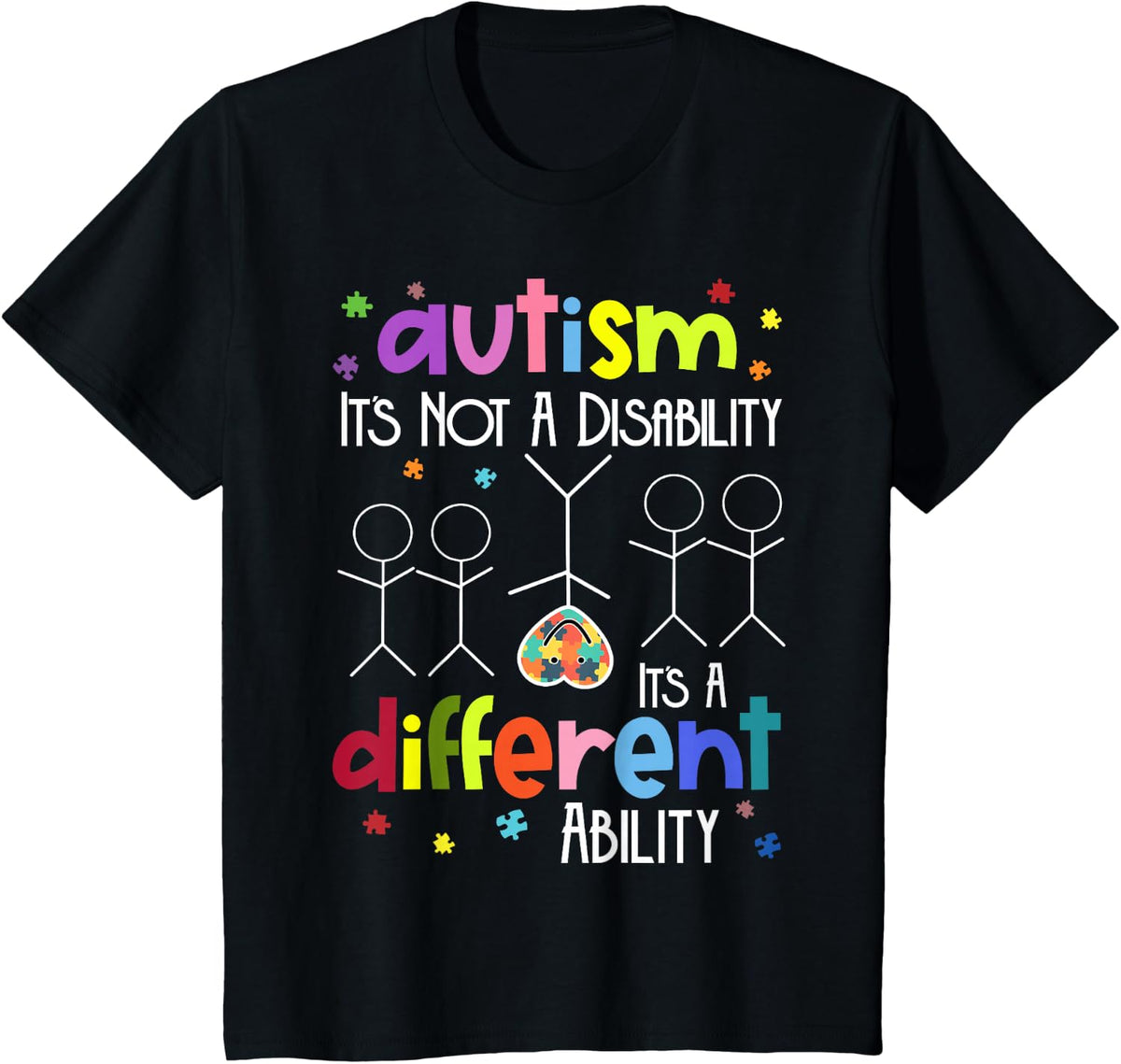 AUTISM Not A Disability It's A Different Ability T-Shirt - Black