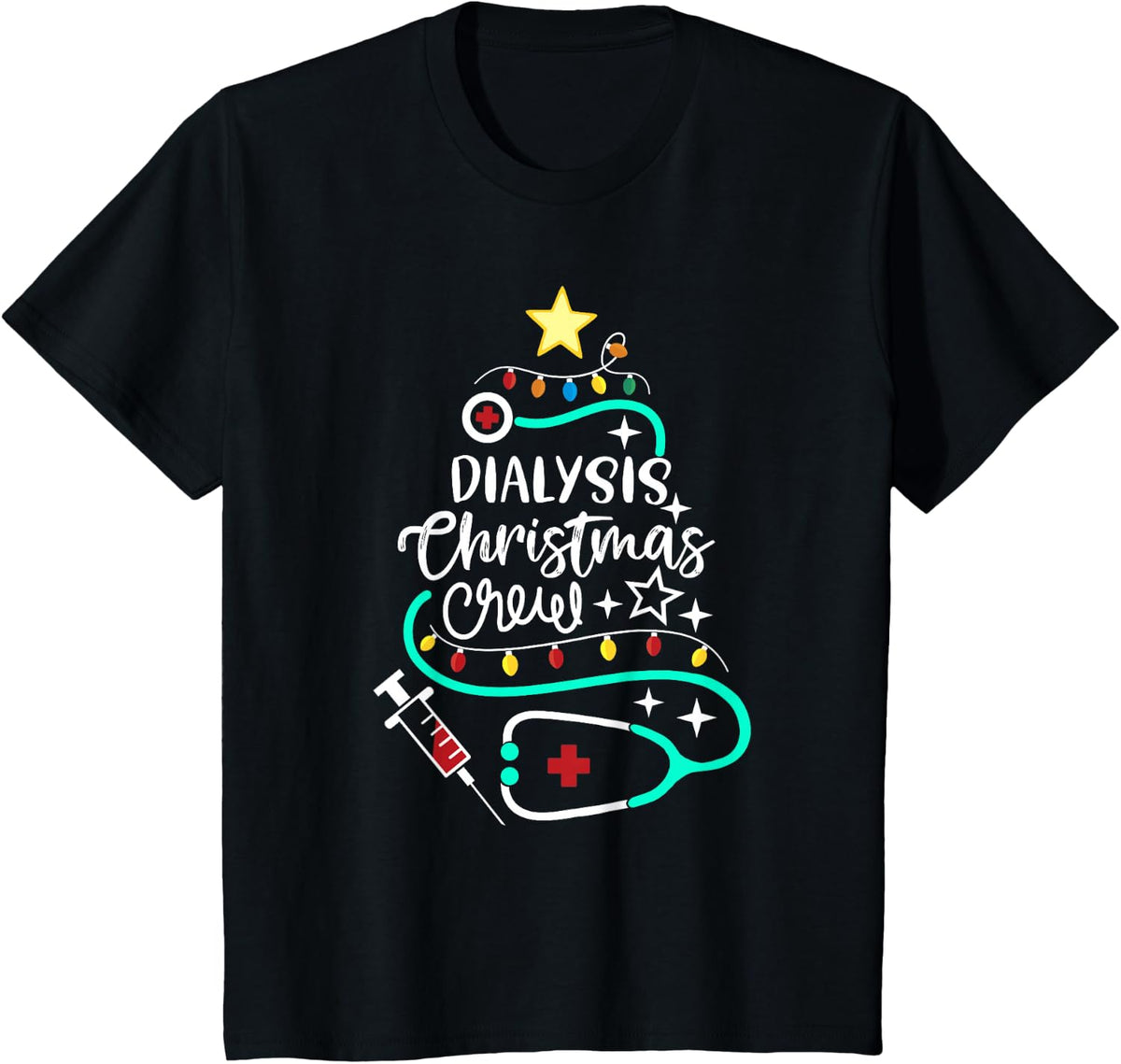 Dialysis Christmas Crew T-Shirt Dialysis Nurse Nephrology Technician Tee - Black