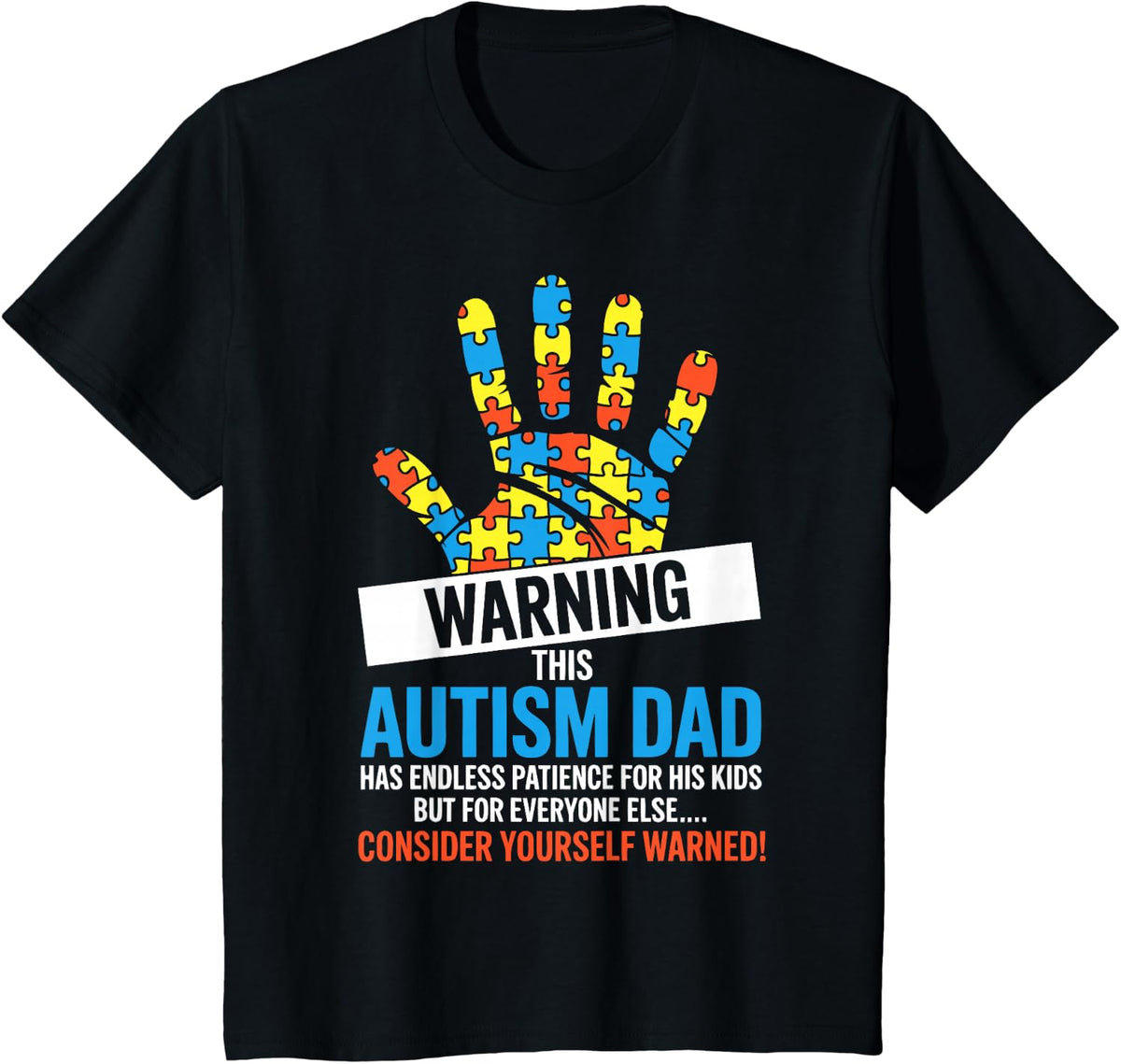 Funny Autism Dad Autistic Child Father Daddy T-Shirt - Black