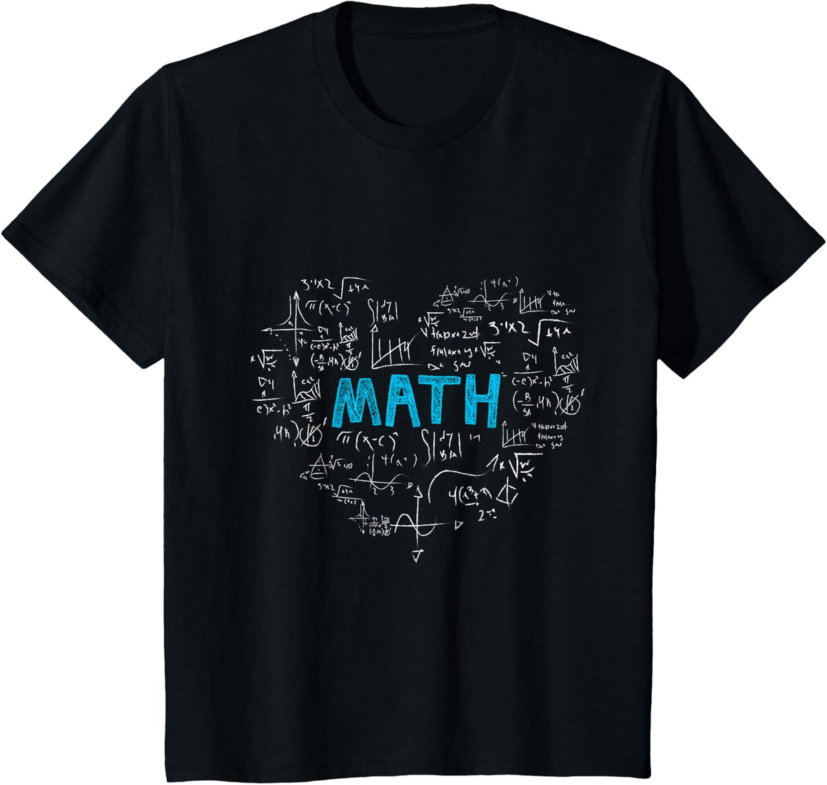 math lover heart Mathematics Geek gift kids boys men teacher T-Shirt - Black