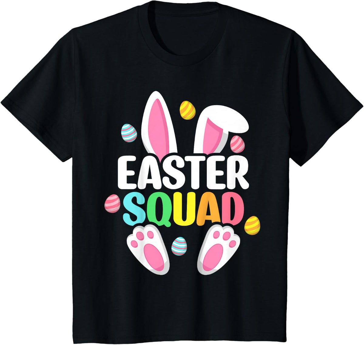 Easter Squad Family Matching T Shirts for Men Women Kids Bunny Egg Hunt Group Tees - Black