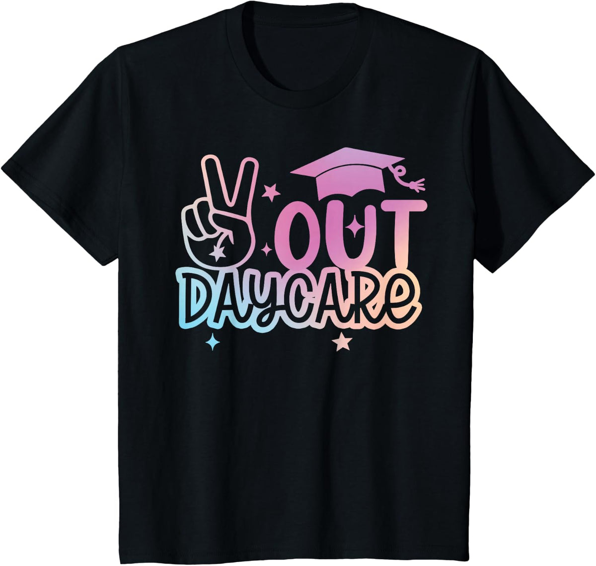 Peace Out Daycare Happy Last Day Of School Tie Dye T-Shirt - Black