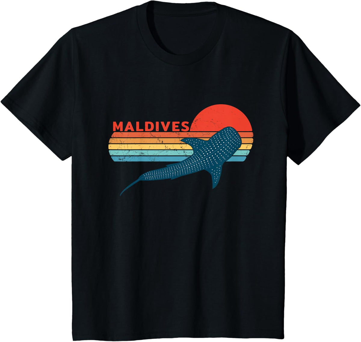 Whale Shark Maldives Diving T-Shirt - Black