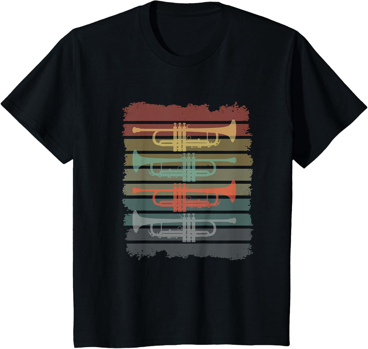 Trumpet Shirt. Retro Style, Vintage Trumpet Music T-Shirt - Black