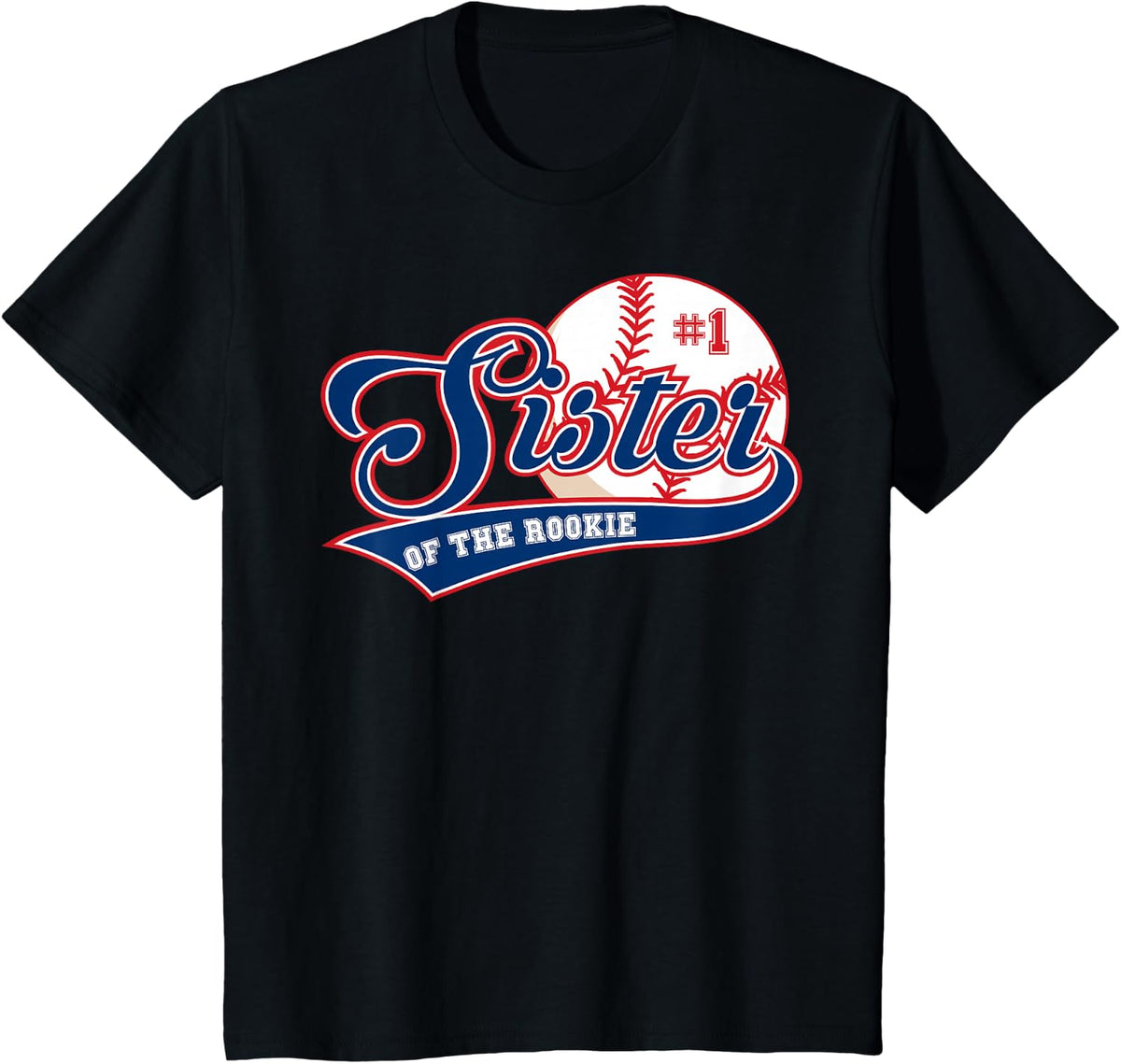 Sister of Rookie 1st Birthday Baseball Theme Matching Party T-Shirt - Black