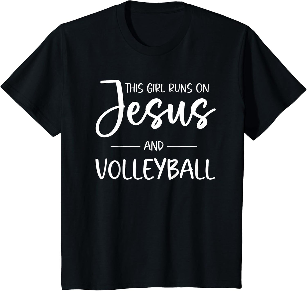 Christian Volleyball Teen Girls Jesus & Volleyball T-Shirt - Black
