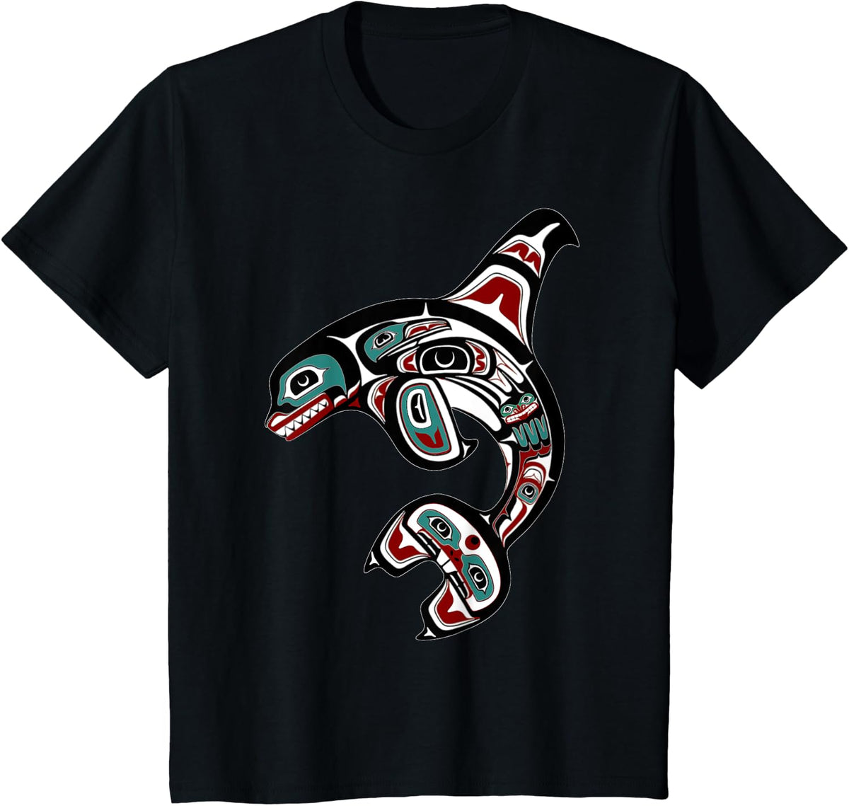 Orca Killer Whale Pacific Alaska Native American Indian Clan T-Shirt - Black