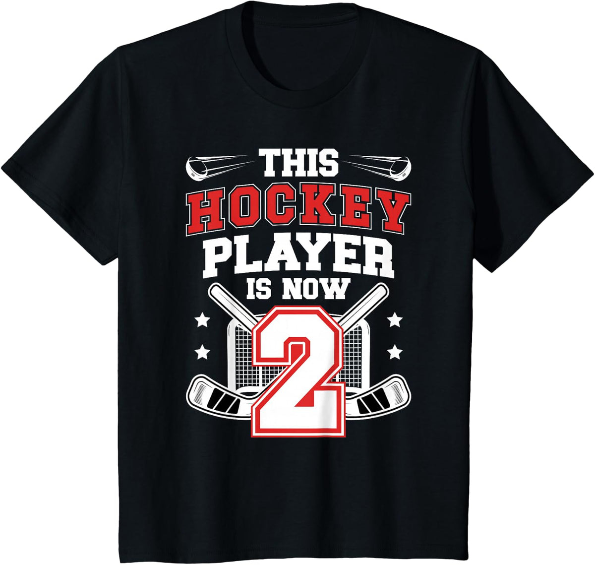 2nd Birthday Shirt Boy Two Year Old Ice Hockey Player Tee T-Shirt - Black