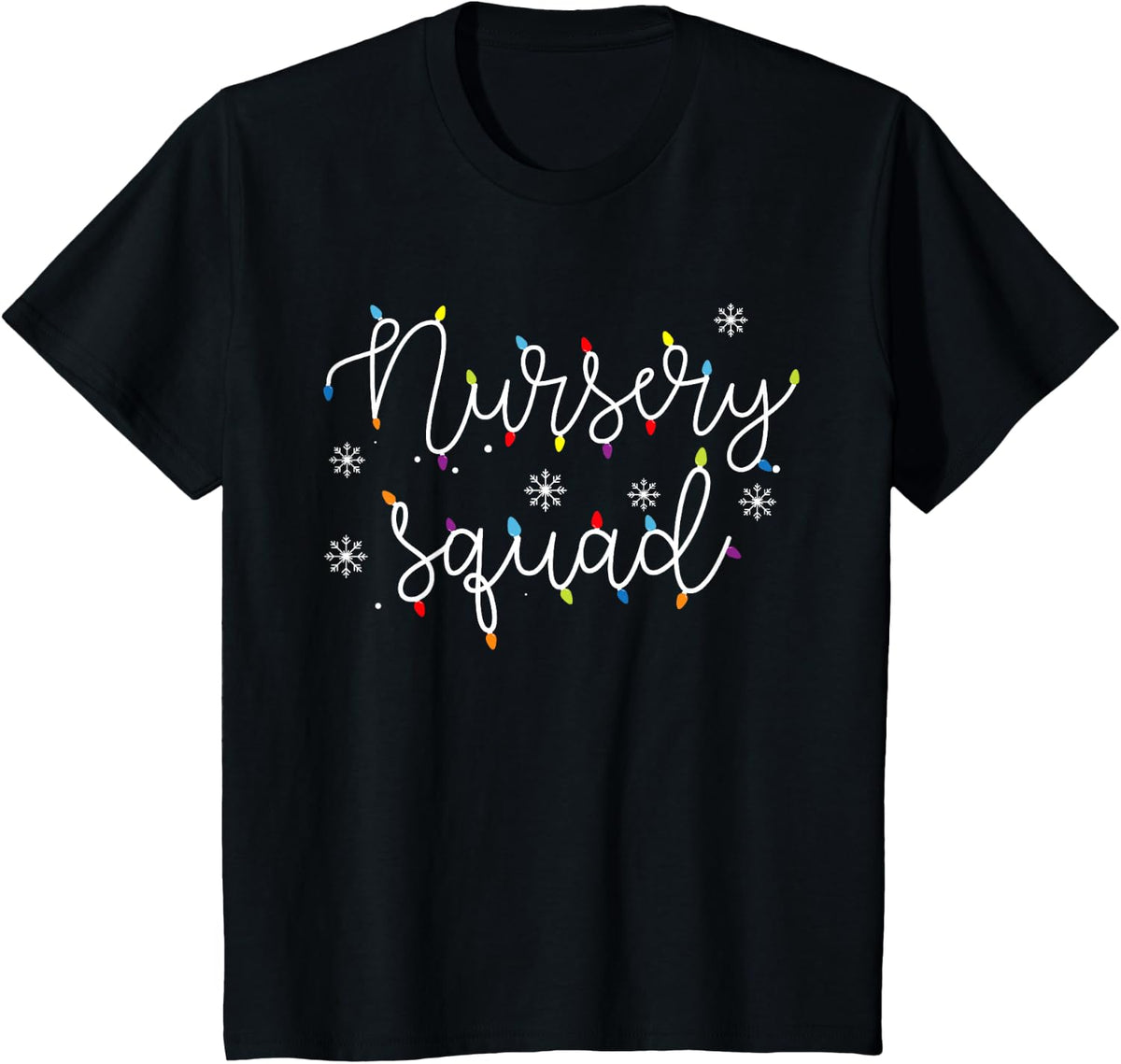Cute Christmas Nursery Squad School X-mas Light Festive T-Shirt - Black