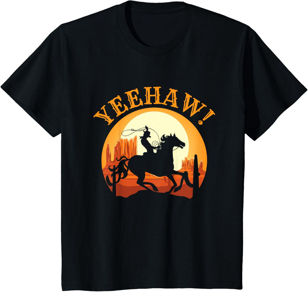 Howdy Cowboy Rodeo Riding Lover Saying Yeehaw! Gift T-Shirt - Black